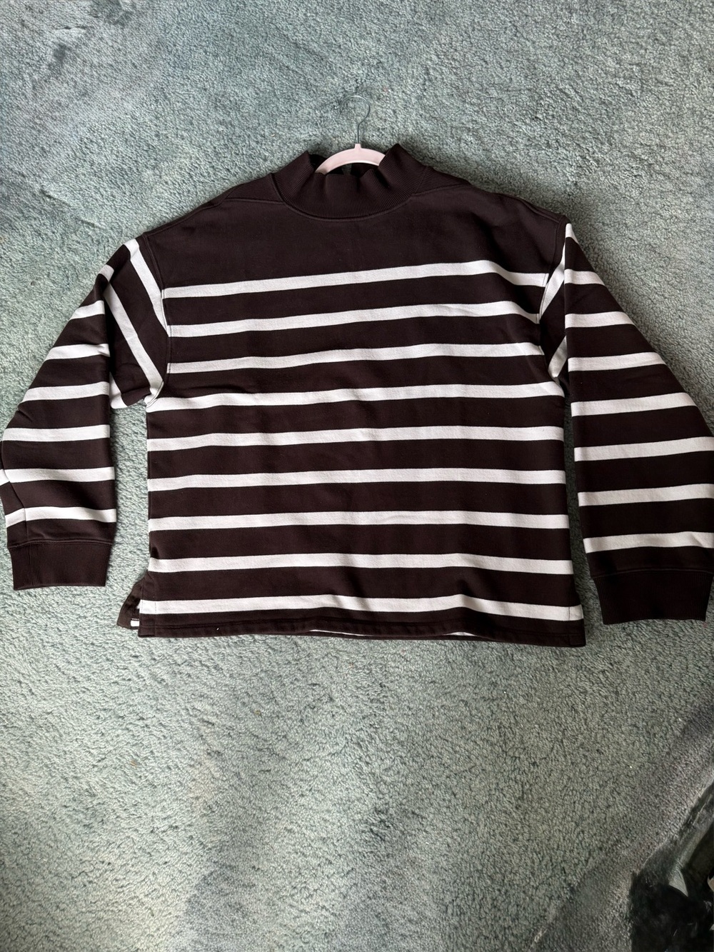 Madewell Dark Brown &White Stripe Sweatshirt